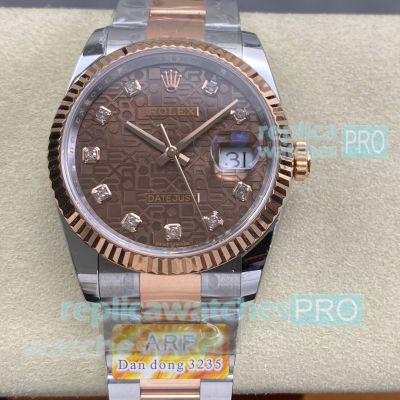 Swiss Copy ARF Rolex Datejust 36mm Digital Dial 3235 Two-Tone Rose Gold Watch 